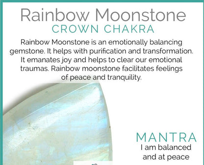 Rainbow Moonstone &amp; Crystal Quartz Stretch Bracelet! Genuine Crystals!