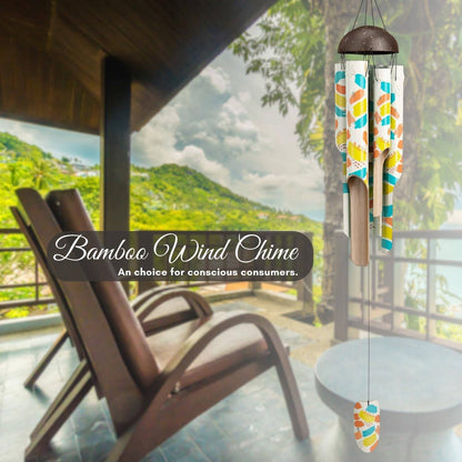 Bamboo Wind Chimes 45&quot; Hand Painted Art Garden Decor Housewarming