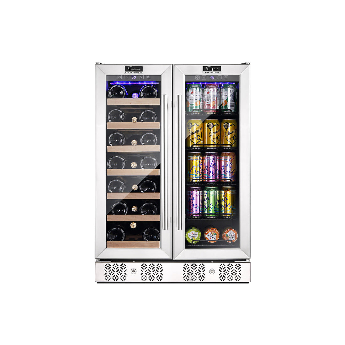 Empava BR03D 24" Dual Zone Wine Cooler &amp; Beverage Fridge