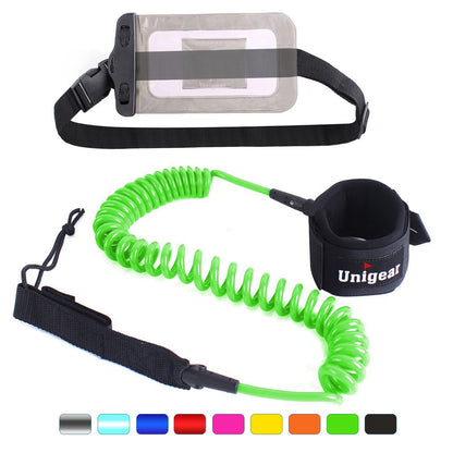 Coiled SUP Leash 10 feet with Waterproof Pouch