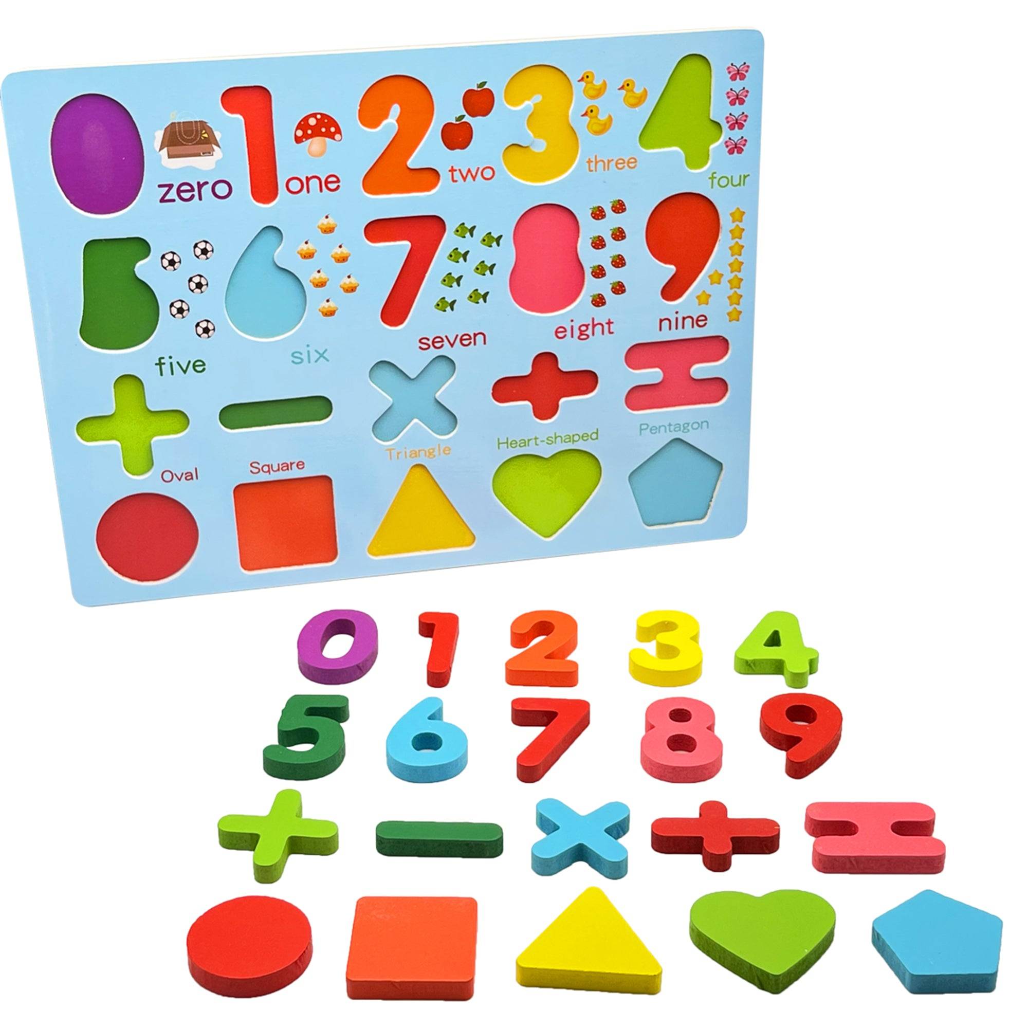 Zunammy Wooden Alphabet Puzzle Board &amp; Number Educational Learning Toy