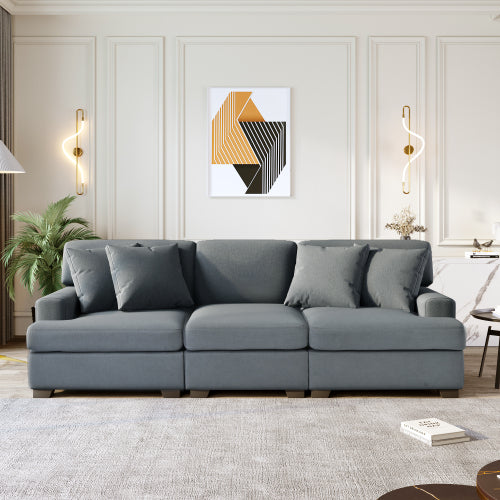 Three Seat Sofa &amp; Removable Back and Seat Cushion &amp; 4 Pillows
