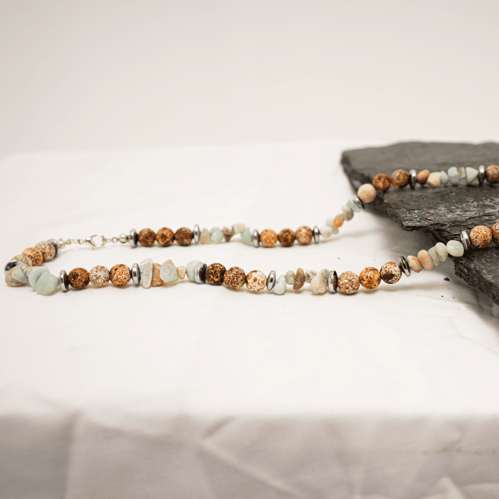 Necklace Natural Agate stone, Multi color Stone necklace
