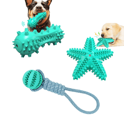 Fast Shipping 3 Pack Squeaky Toothbrush &amp; Cotton Rope Ball Dog Toys