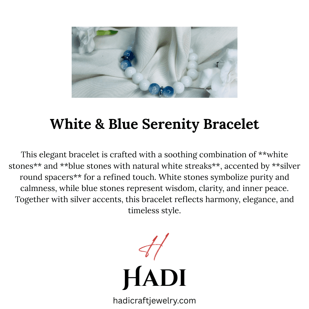 Blue Lace Agate and White Howlite Bracelet with Silver Spacers