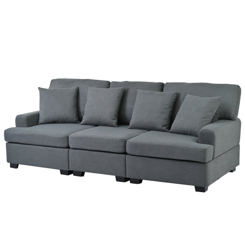 Three Seat Sofa &amp; Removable Back and Seat Cushion &amp; 4 Pillows