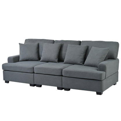 Three Seat Sofa &amp; Removable Back and Seat Cushion &amp; 4 Pillows
