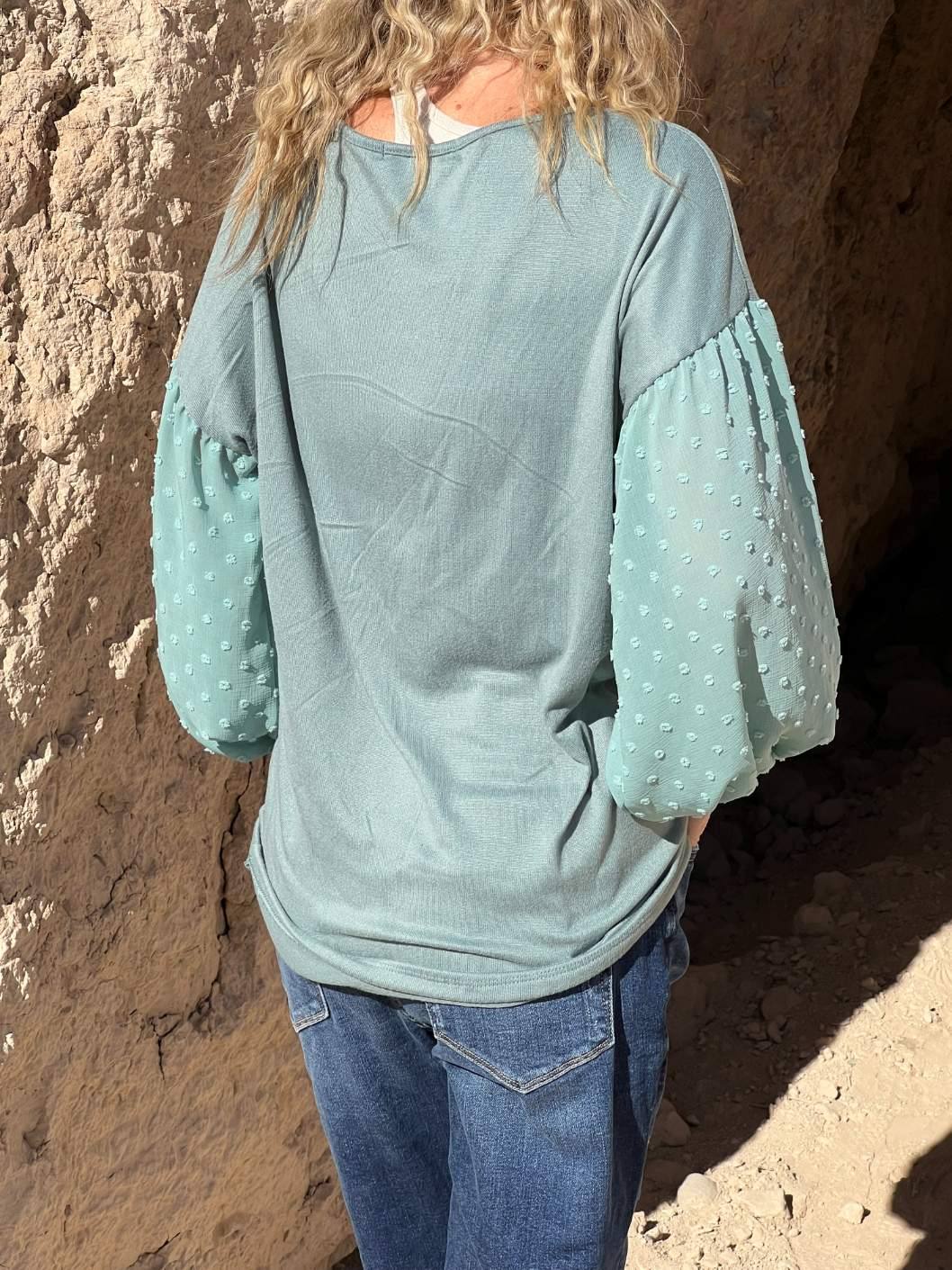 Mint Swiss Dot Super Soft Top