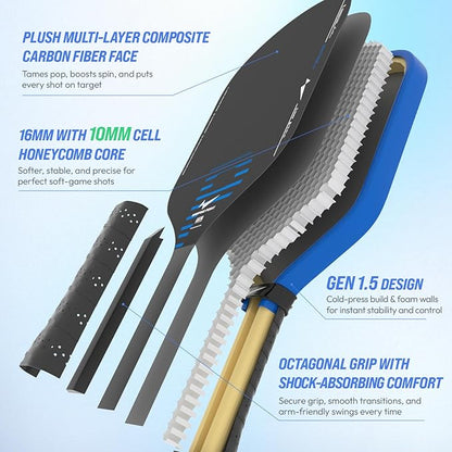 Warping Point Rhythm Pickleball Paddle 16mm Hybrid