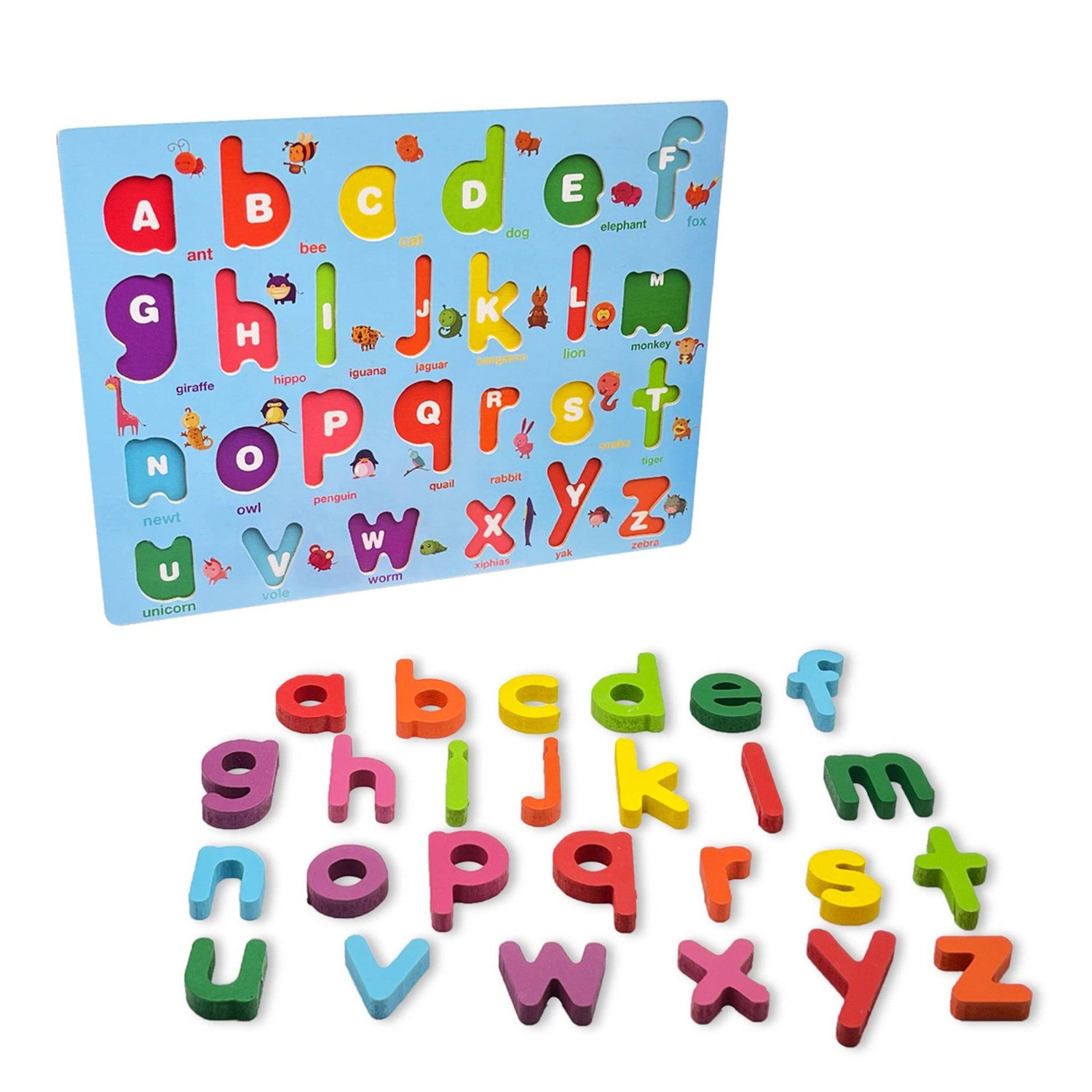 Zunammy Wooden Alphabet Puzzle Board &amp; Number Educational Learning Toy