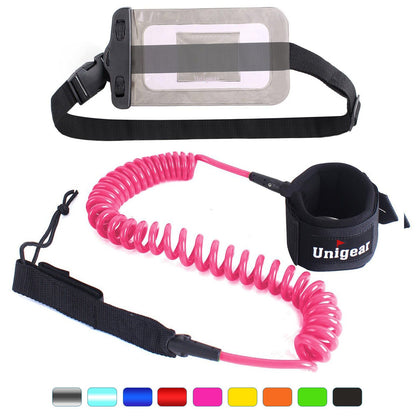 Coiled SUP Leash 10 feet with Waterproof Pouch