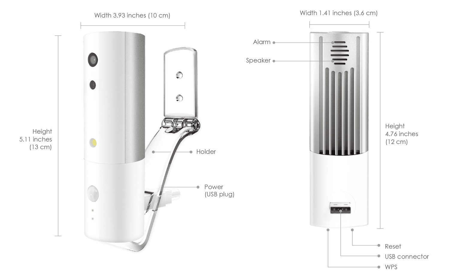 Hermes Portable Security Camera - White, AI Detection, Night Vision