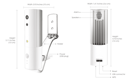 Hermes Portable Security Camera - White, AI Detection, Night Vision