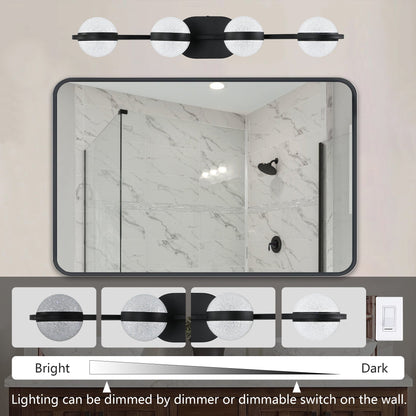 Modern Minimalist Bathroom Vanity Light, LED 4 Bulb Frosted Glass