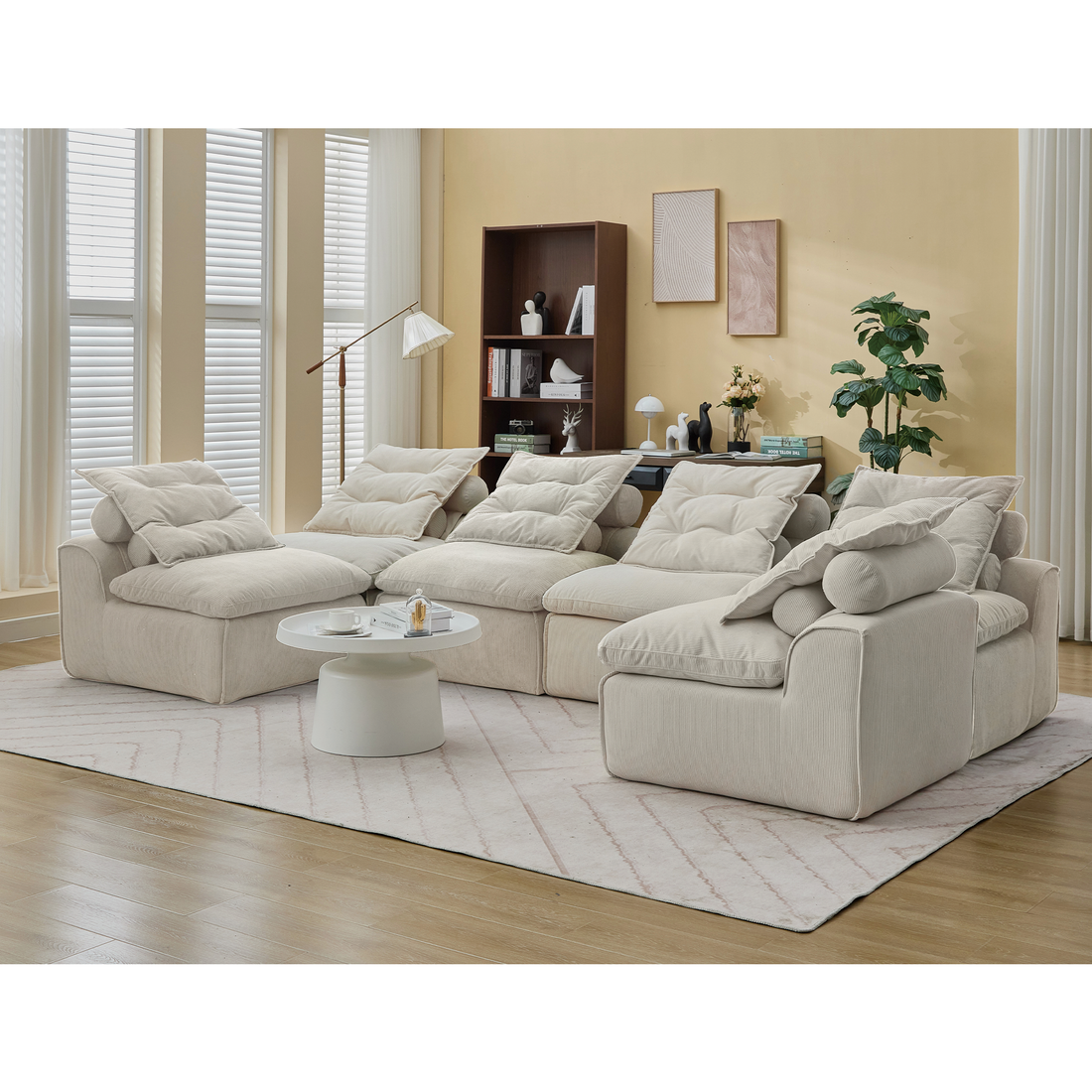 Modular Sofa,No Armrests,At will DIY,Corduroy ,Neck Pillow-Back Lounge
