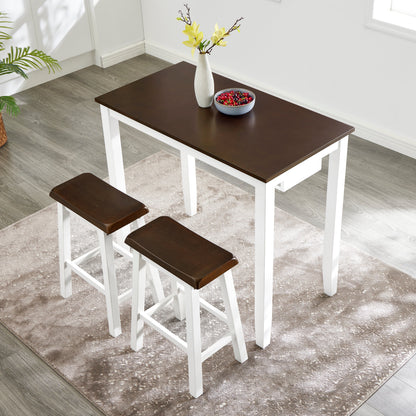 Bar Table and Chairs Set, 3 Piece Dining Table Set, Industrial
