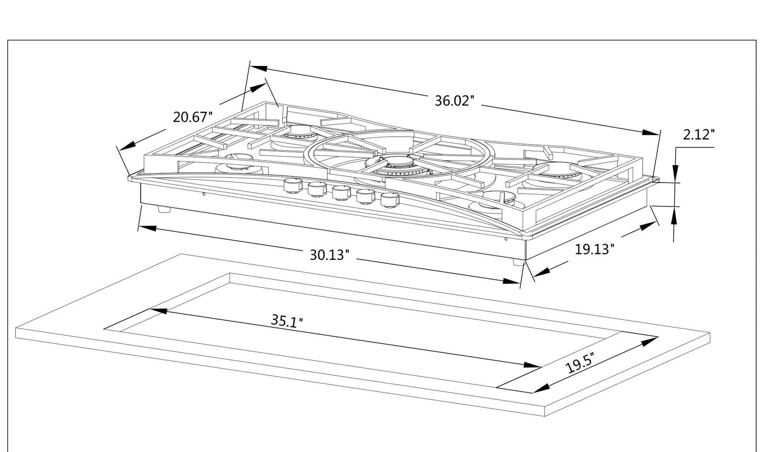 Empava 36GC22 36 in. Built-in Gas Cooktops