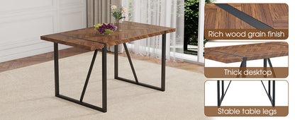 A minimalist retro rectangular dining table with a specially textured
