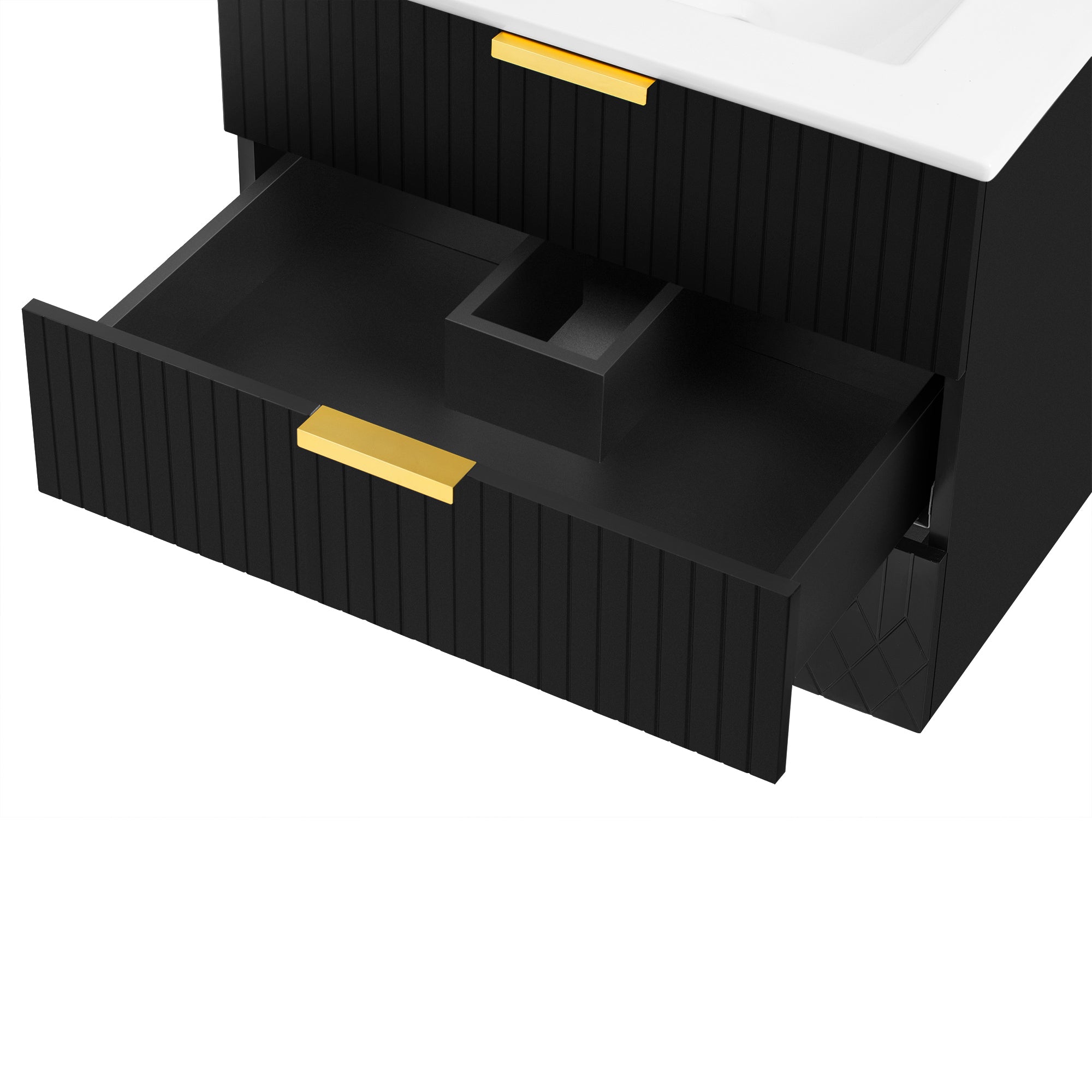 24inch Wall Mounted Floating Cabinet w/Double Drawer, Floating