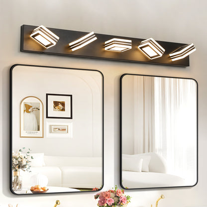 Modern 5-Light LED Vanity Light - Sleek Bathroom Wall Fixture, Iron &amp;