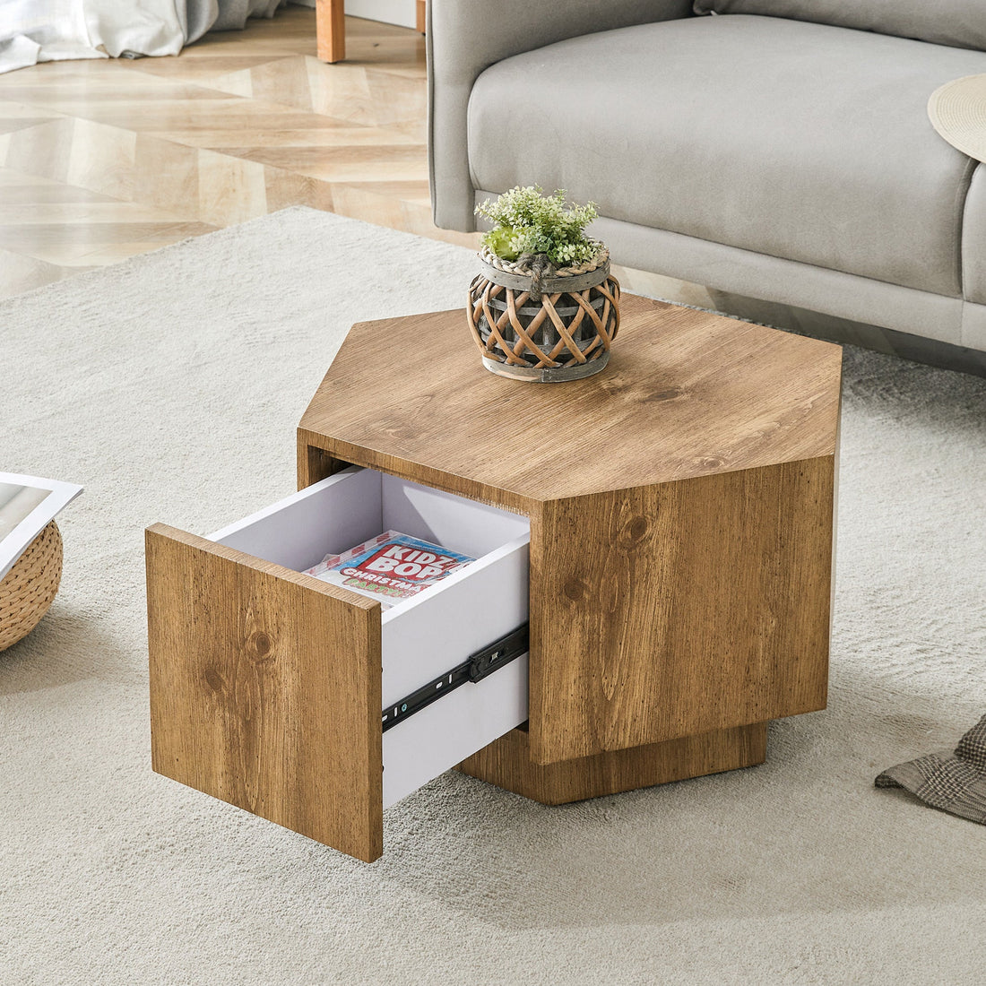 Simple and Practical! MDF material hexagonal coffee table with