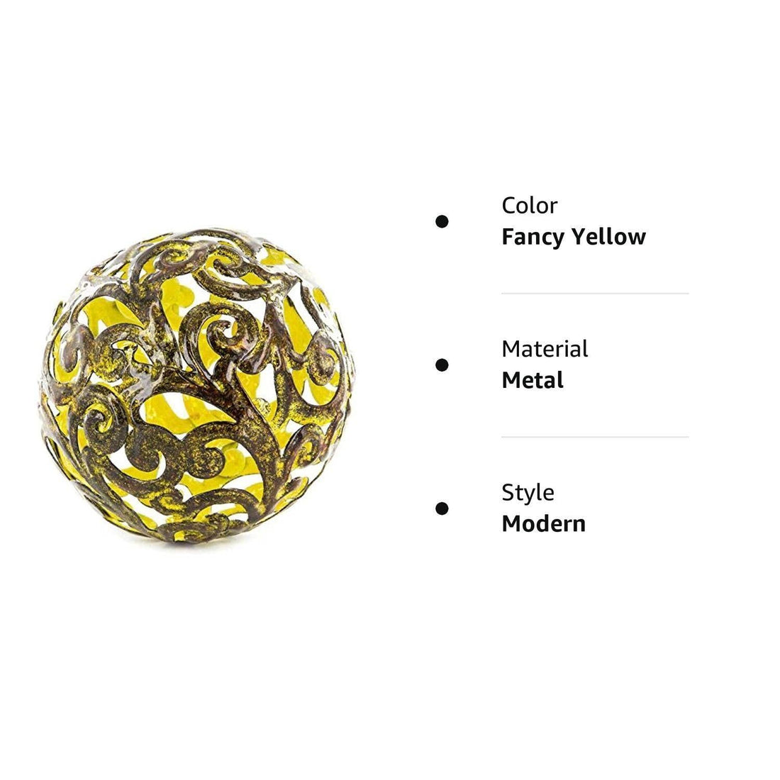 Metal Decorative Sphere for Home Decor   Fancy Yellow Hand Painted