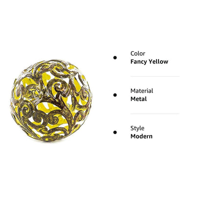 Metal Decorative Sphere for Home Decor   Fancy Yellow Hand Painted