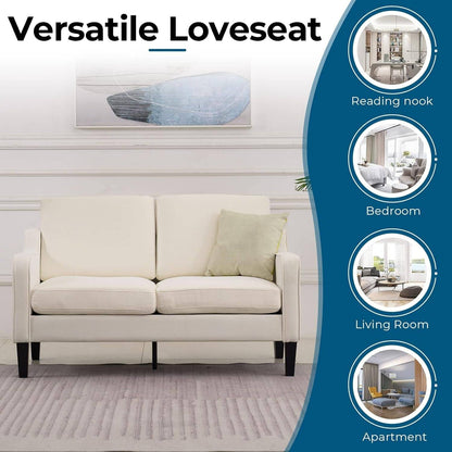 Beige Mid-Century Modern Loveseat (53&quot;) rana