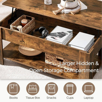 Coffee Table, 47.5In Lift Top Coffee Table with Hidden Compartment and