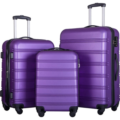 3 Piece Luggage Set Hardside Spinner Suitcase with TSA Lock 20&