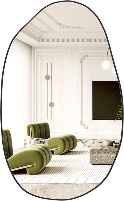 Large Irregular Asymmetrical Wall Mirror Black Bathroom Vanity