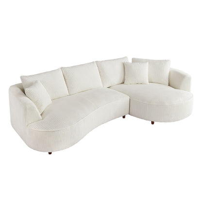 122.04 inch Corduroy Upholstered Sectional Sofa with Right Facing