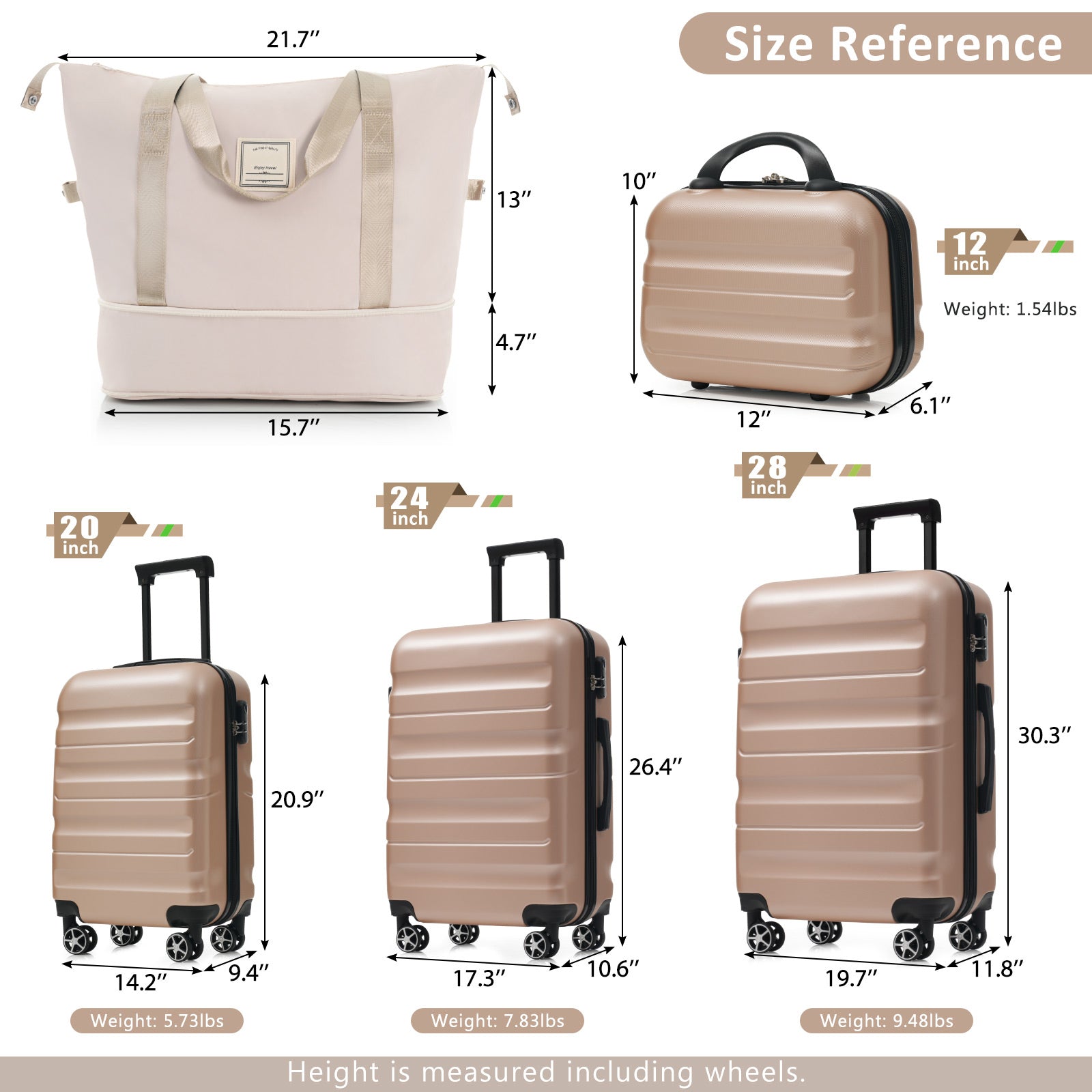 Hardshell ABS Luggage Set - Lightweight &amp; Durable Suitcases with Dual