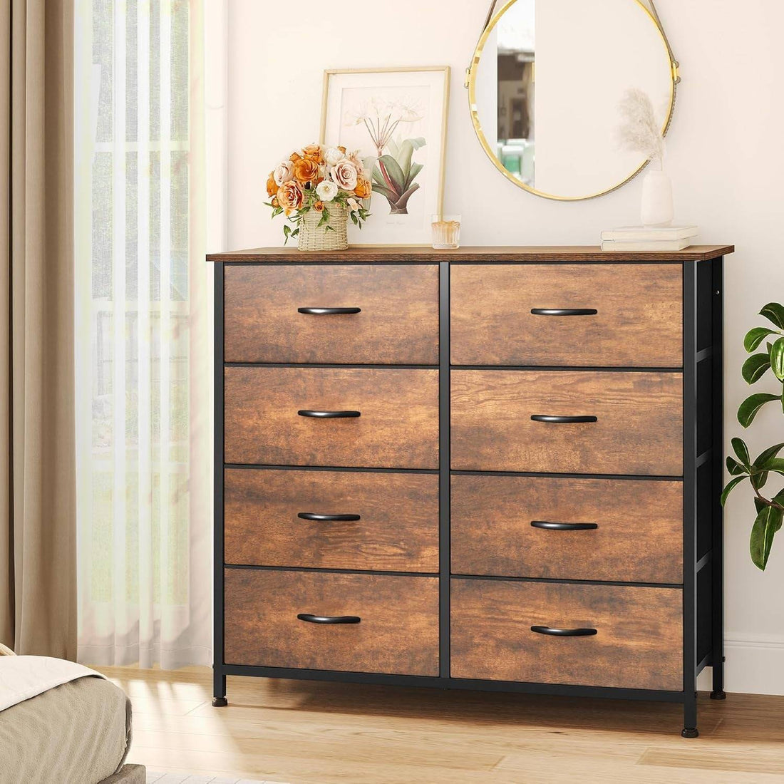 8 Drawers Fabric Dresser, Furniture Storage Tower Cabinet, Organizer