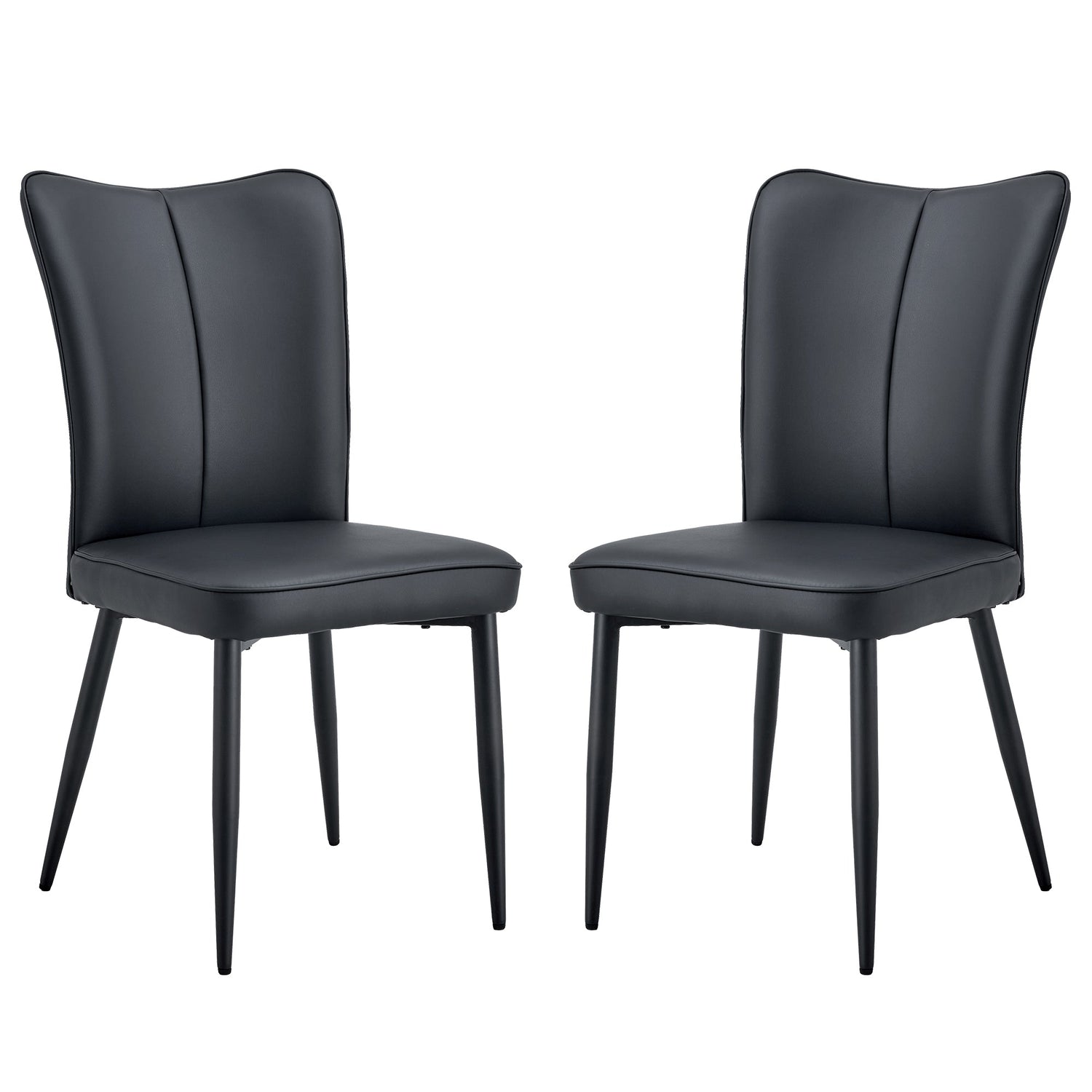 Modern Black PU Chair Set - Two Pieces, The backrest has a vertical