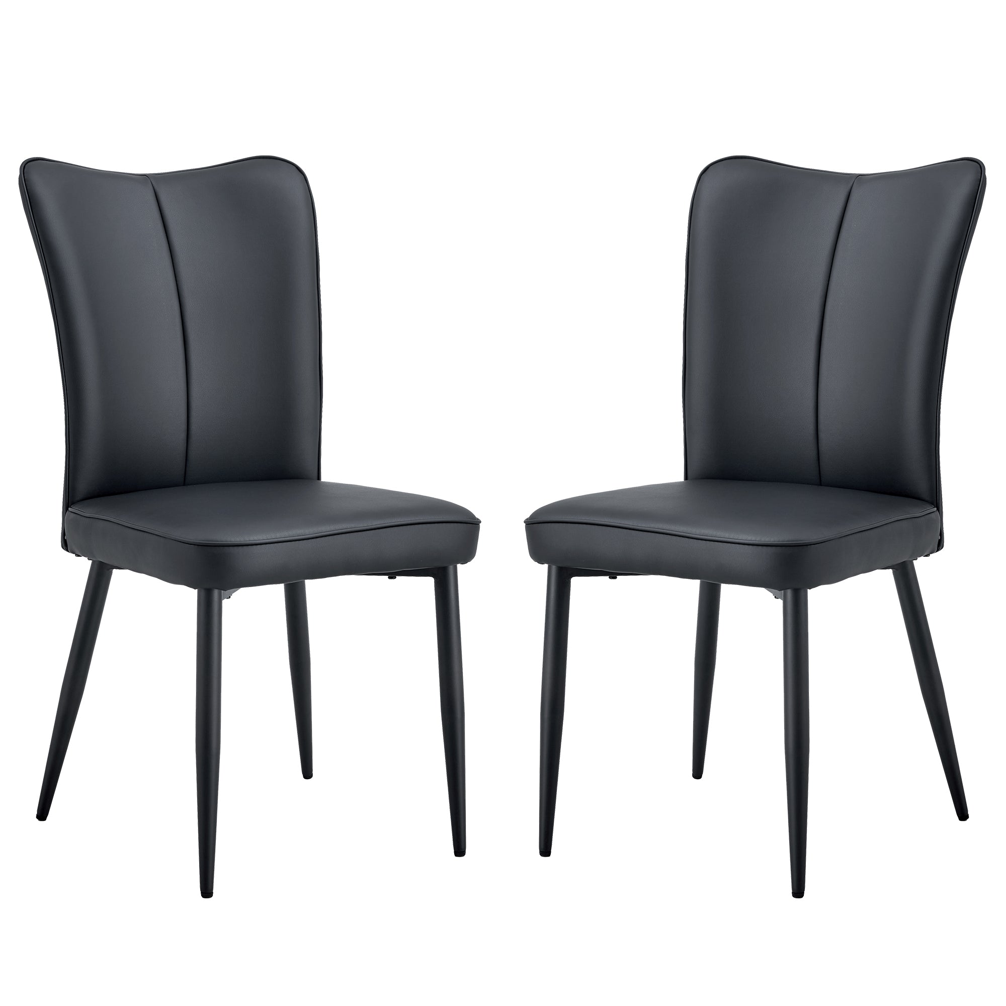 Modern Black PU Chair Set - Two Pieces, The backrest has a vertical