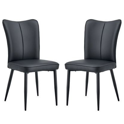Modern Black PU Chair Set - Two Pieces, The backrest has a vertical