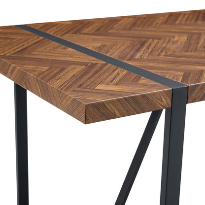 A minimalist retro rectangular dining table with a specially textured