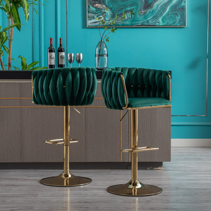 Set of 2  Bar Stools,with Chrome Footrest and Base Swivel Height