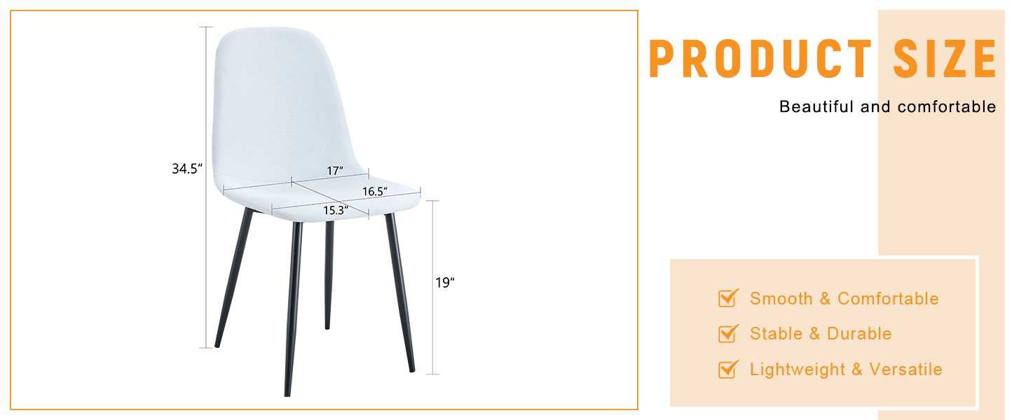 Luxury Simple Chair - Set of 4 WHITE Linen-Cotton Material High