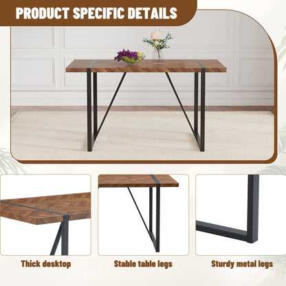 A minimalist retro rectangular dining table with a specially textured