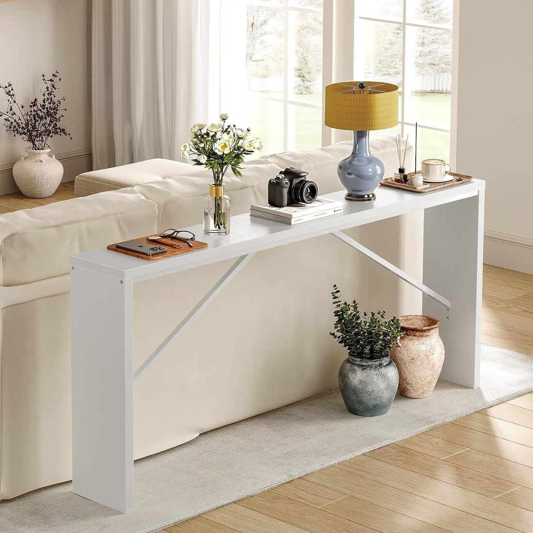 Console Table, 62.2&quot; Long Sofa Table behind Couch, Narrow Entryway