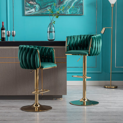 Set of 2  Bar Stools,with Chrome Footrest and Base Swivel Height