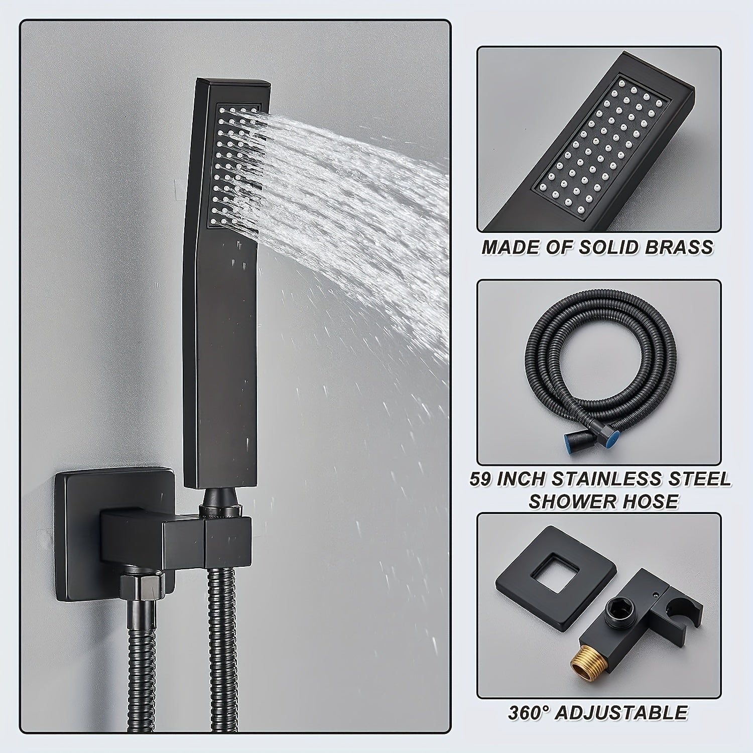 [Complete Matte Black Shower System] Shower Faucet Set Matte Black Shower System, Shower Faucet with Rain Shower Head and Handheld, Shower Faucets Sets Complete Shower Combo Set Rough-in Valve and Trim Kit Included