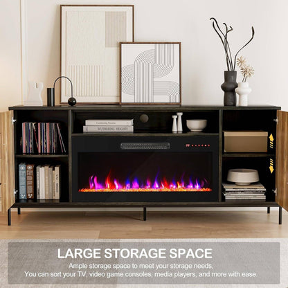 68&quot; TV Stand with 36&quot; Electric Fireplace Heater, Entertainment Center