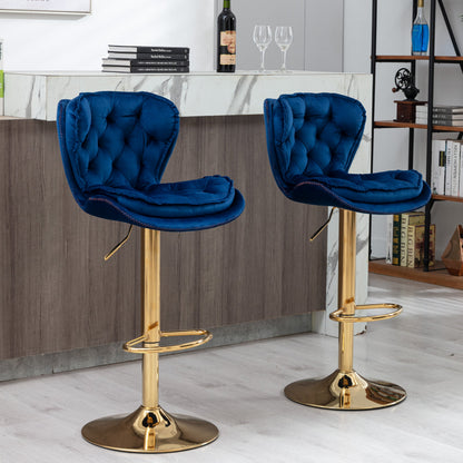 Set of 2  Bar Stools,with Chrome Footrest and Base Swivel Height