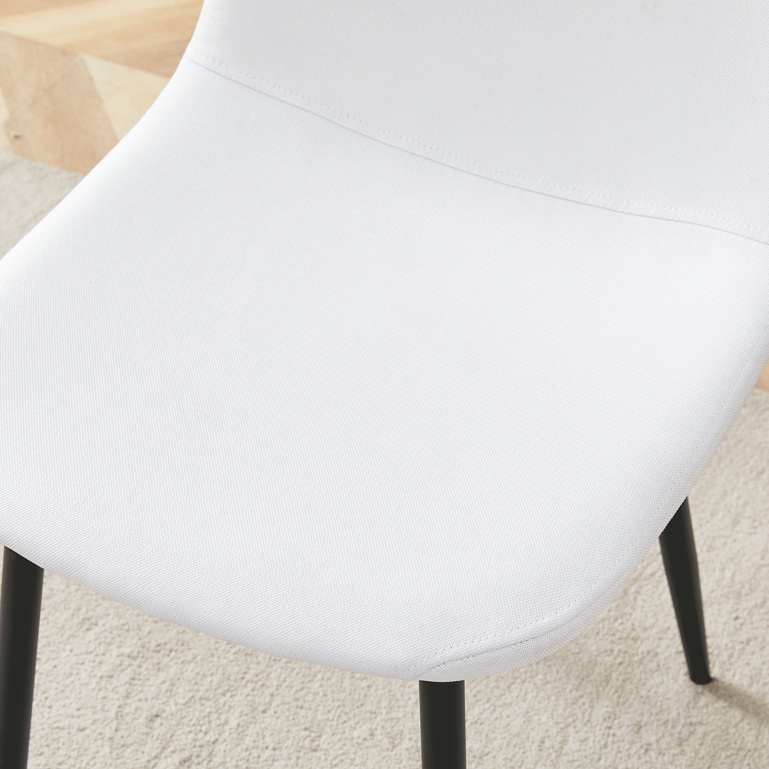 Luxury Simple Chair - Set of 4 WHITE Linen-Cotton Material High