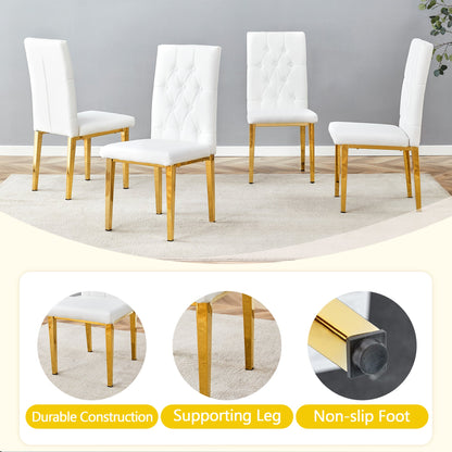 4 piece set of white dining chairs brings a touch of elegance and