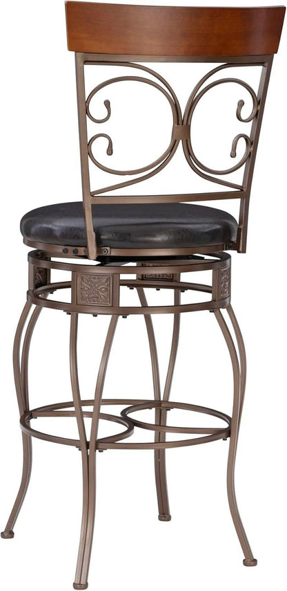 Company Back Scroll  Big and Tall Barstool, Bar Height, Dark