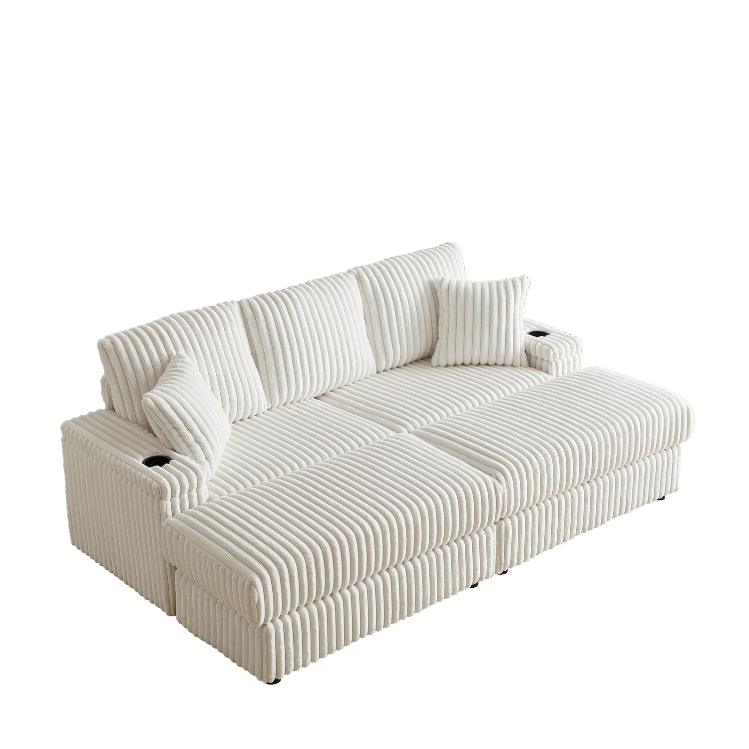 84Inch Corduroy 3-seater sofa With 3 back pillows ,2 toss pillows , a